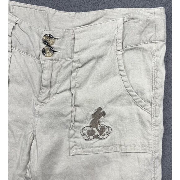 Disney Parks Mickey Mouse Linen Pants Women’s 4 Capri Tan Convertible Roll Up - Picture 4 of 16